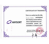 Сертификат о прохождении профессиональной подготовки по монтажу и обслуживанию фотосепаратора ANYSORT