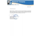 Дилерский сертификат компании Mathews